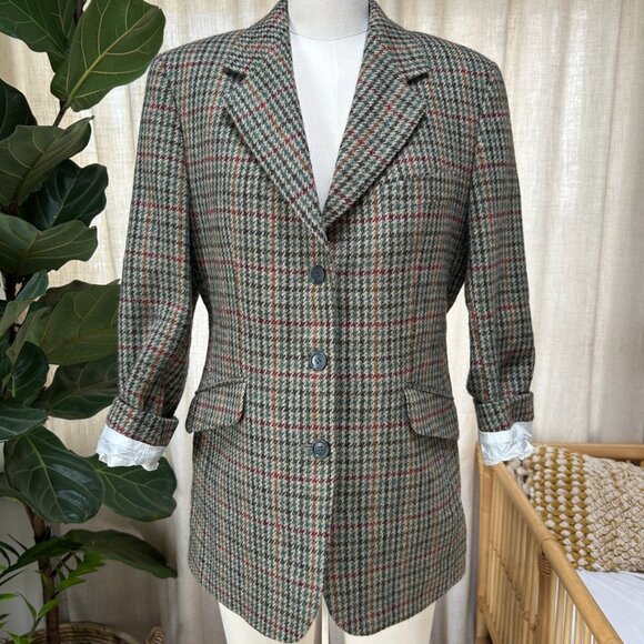 Wool Cashmere Tweed Plaid Blazer Jacket Heritage Classic Donegal Ireland, M - Picture 5 of 15